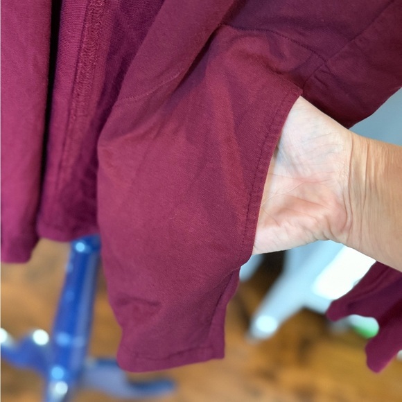 Liz Claiborne Deep Wine/Burgundy Open Front Cardigan w/ Pockets, Size L - Picture 8 of 10